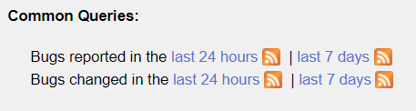 Screenshot of the Common Queries section on the home page of Bugzilla.