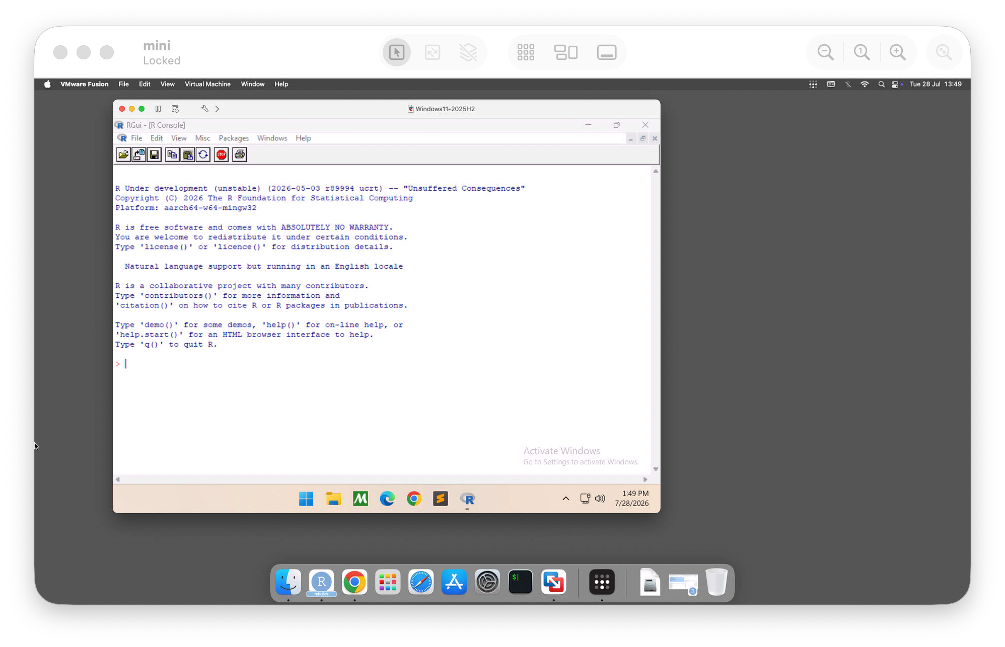 screenshot of vmware